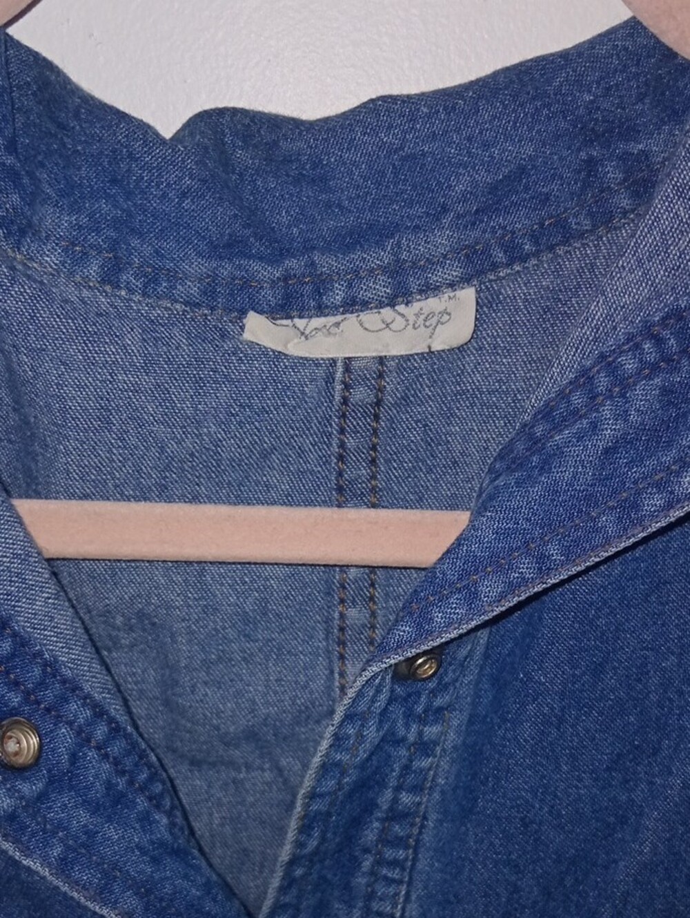 Next Step Denim Button-Front Women’s Jumpsuit with Elastic Waist - Blue - Picture 4 of 8
